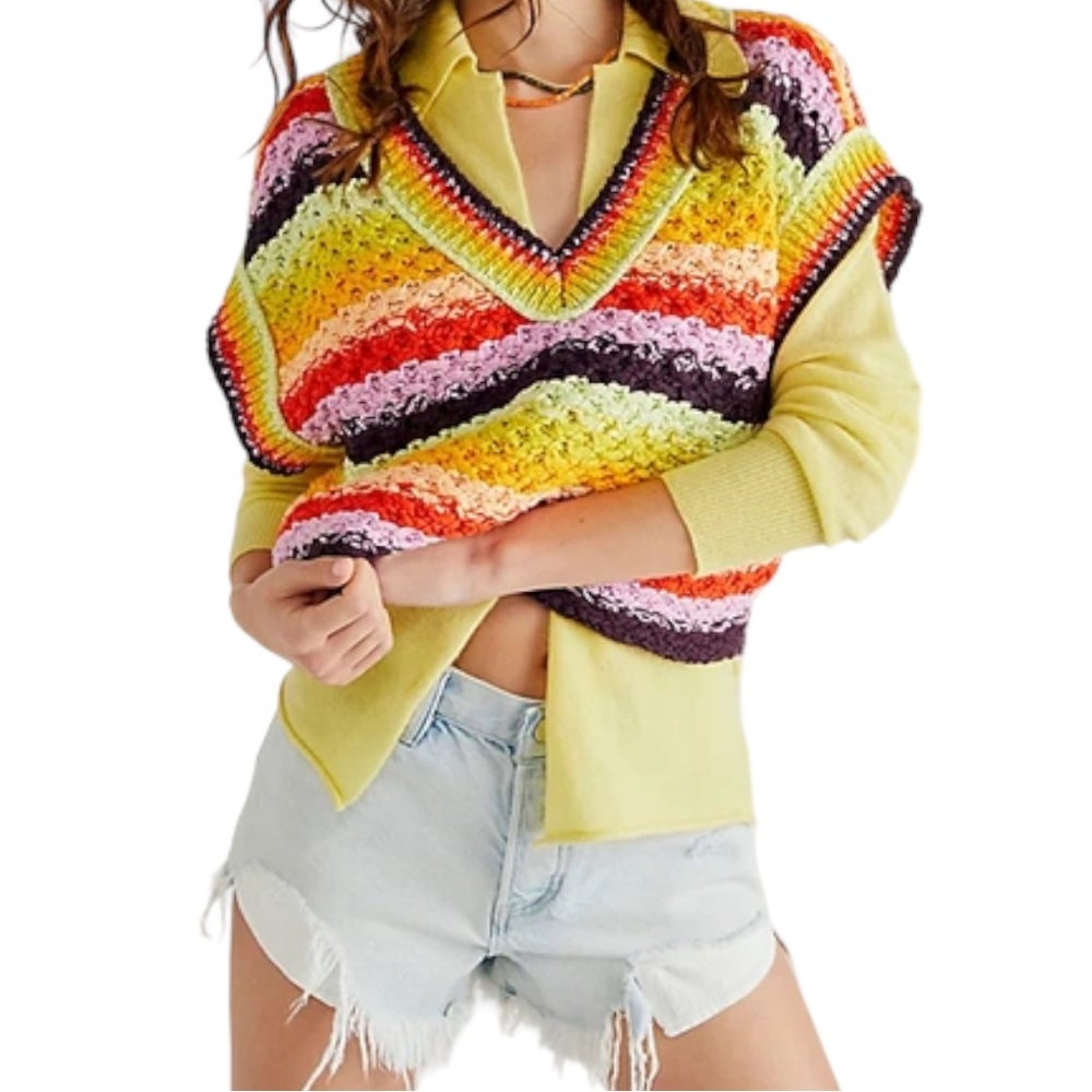 FREE PEOPLE Summer Daze Sweater Vest NWOT sz XS